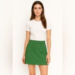 Talbots Petites Mini‎ Skirt 8P Green comfy career business casual preppy pockets